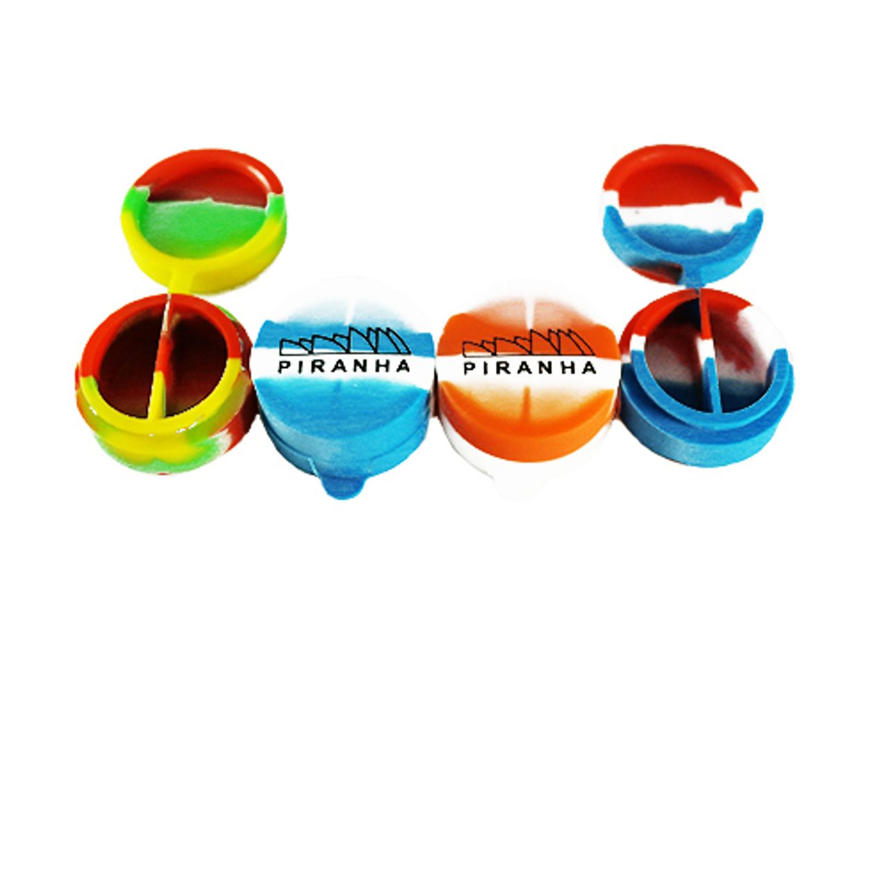 Piranha Silicone Container Flip Top Split Assorted Colors